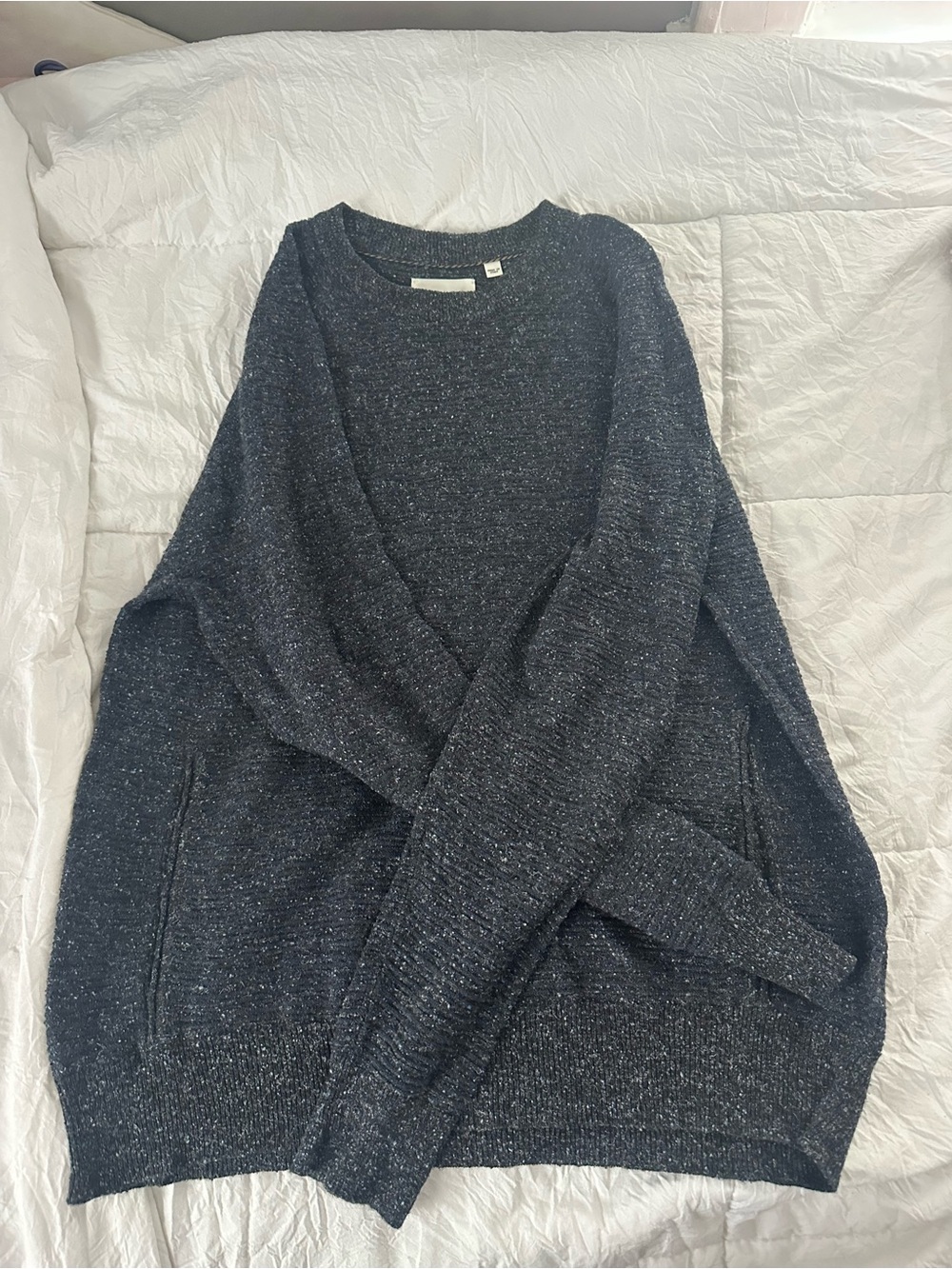 Billy Reid Dark Gray Speckled Crewneck Sweater